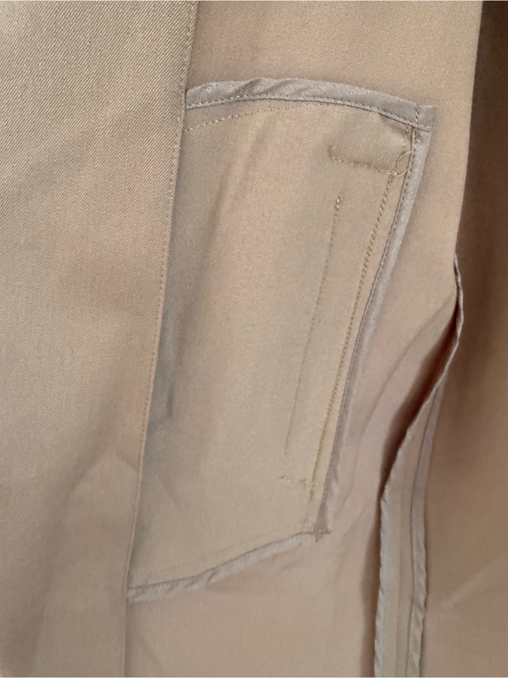 French Mauve Camel Long Sleeveless Duster Trench Vest Jacket Size S - Picture 7 of 7